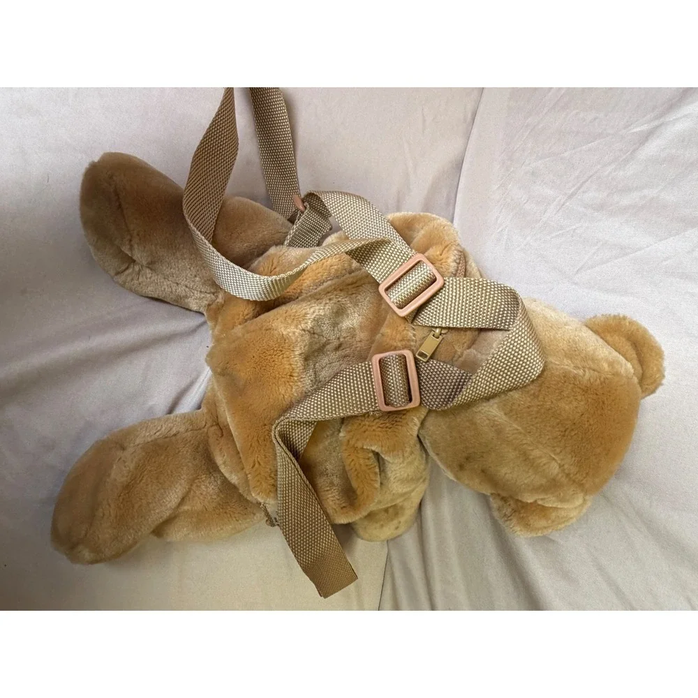 Vintage Dan Dee Teddy Bear Plush Backpack Brown Stuffed Animal Book Bag 1990 Y2K